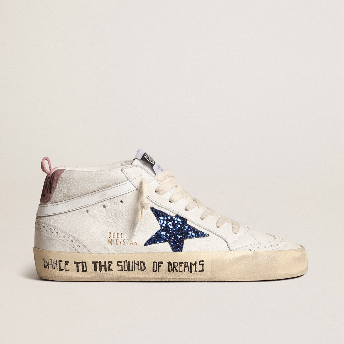 Golden Goose Mid Star With Blue Glitter Star y Pink Suede Heel Tac GWF00122.F003979.11355